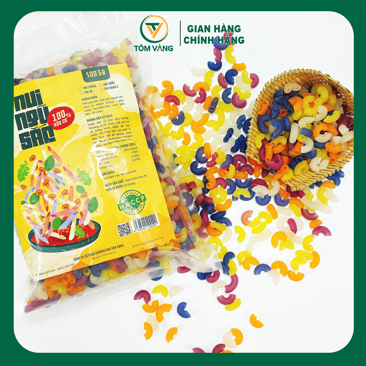 Nui Ngũ Sắc Tôm Vàng (Túi 500gr ) - Tôm Vàng