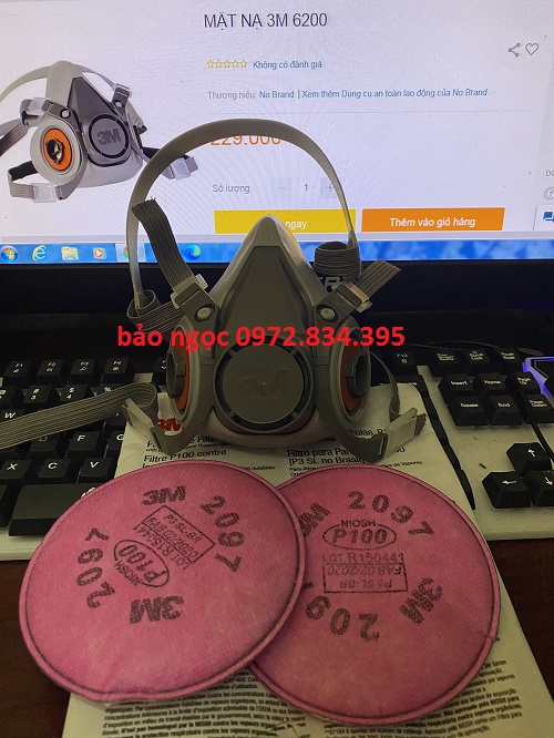 Mặt nạ phòng độc 3M 6200 kèm phin lọc 2097