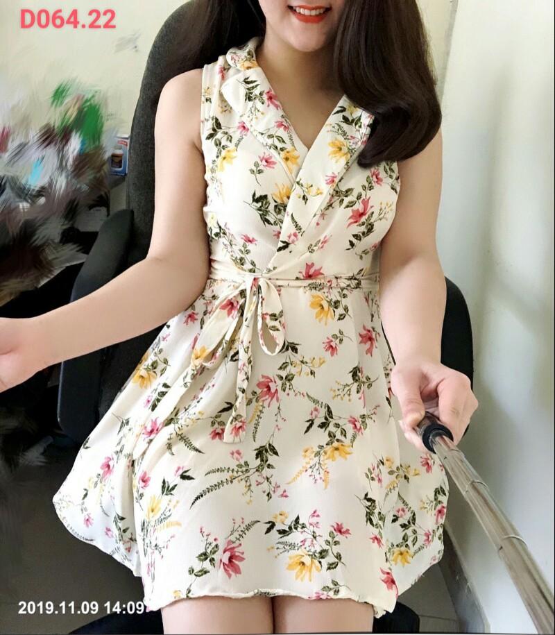 Đầm sơ mi sát nách cổ vest -DT