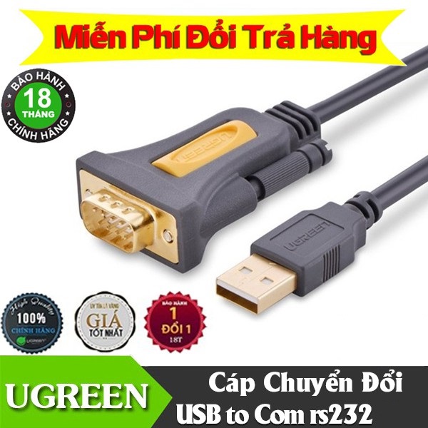 Cáp Chuyển Đổi USB 2.0 Sang COM RS232 - DB9 Ugreen 20222 dài 2M