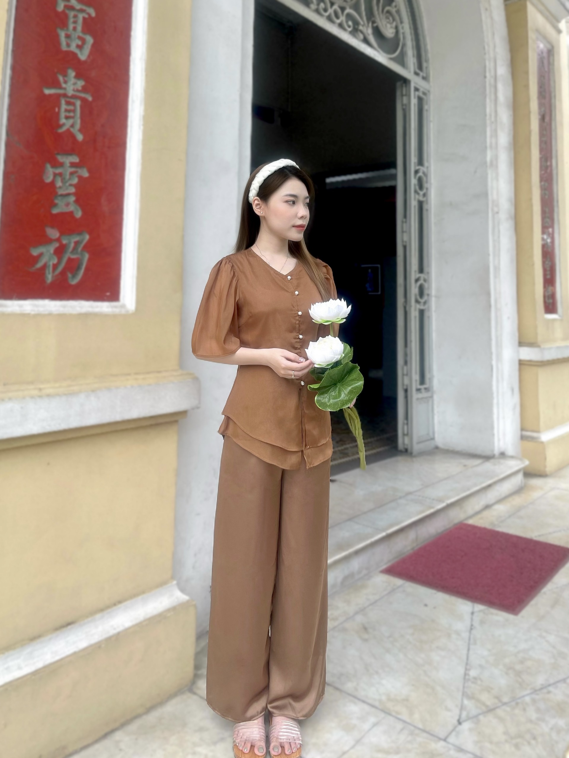[ Đồ lam đi chùa] Mẫu chất voan 2 lớp V1