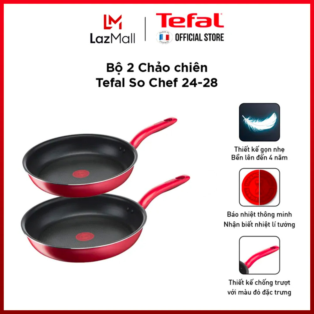 [QUÀ GIAO SAU] Bộ 2 Nồi,chảo Tefal So chef  chống dính đáy từ cao cấp - Hàng chính hãng