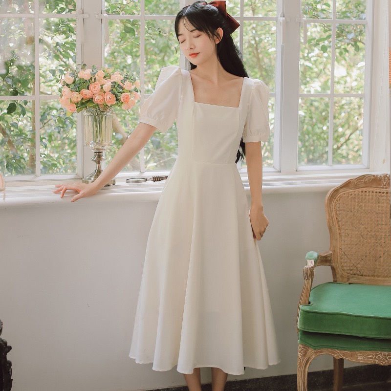 Cập nhật 61 về váy trắng cổ vuông tay bồng hay nhất  Du học Akina