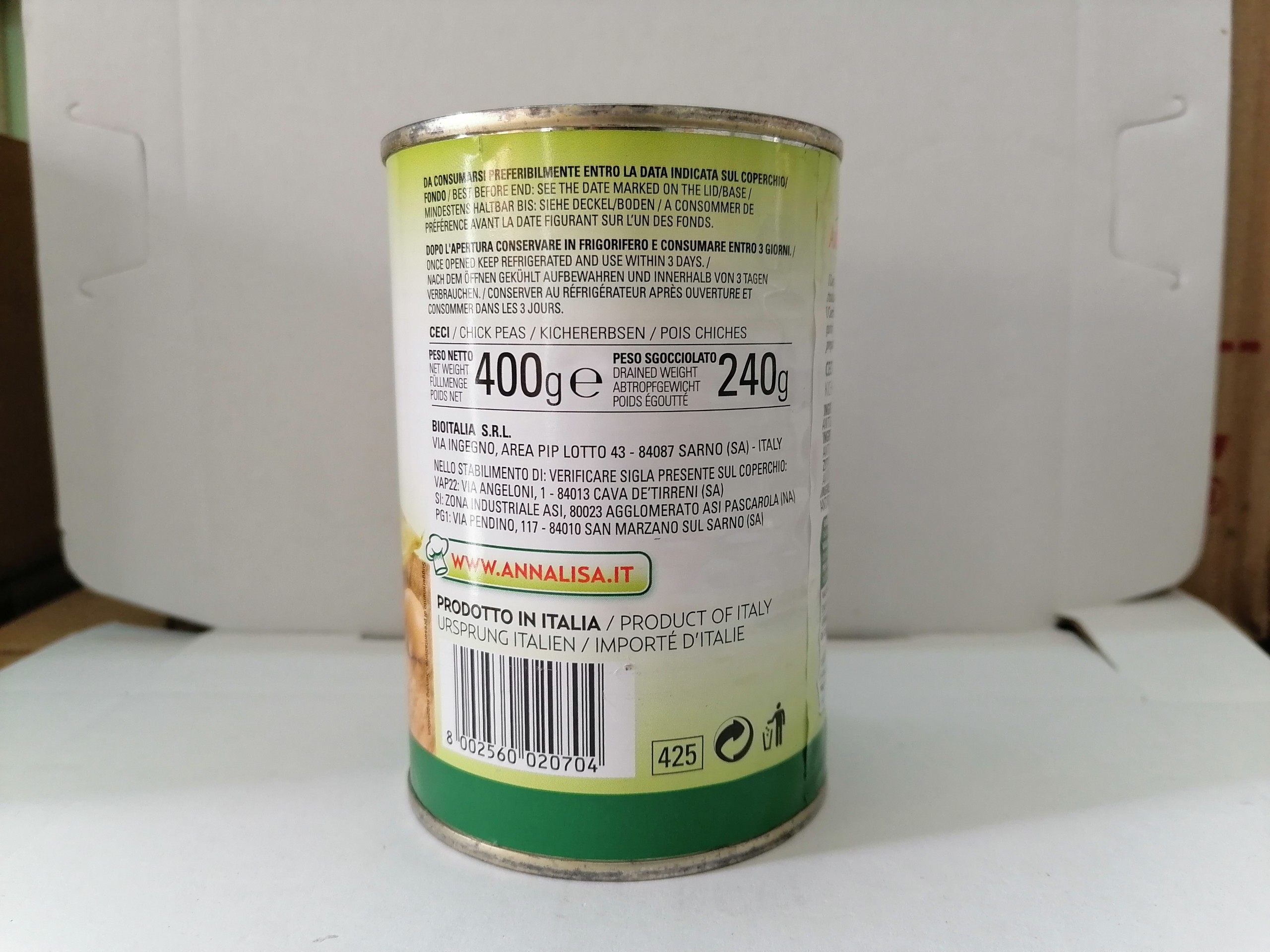 [400g - CECI] ĐẬU GÀ [Italia] ANNALISA Chick peas (Garbanzo) (tgc-hk)