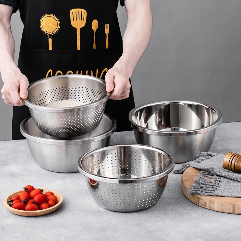 Bộ rổ chậu,bộ rá vo gạo inox 304 100% cao cấp 32 cm | Lazada.vn