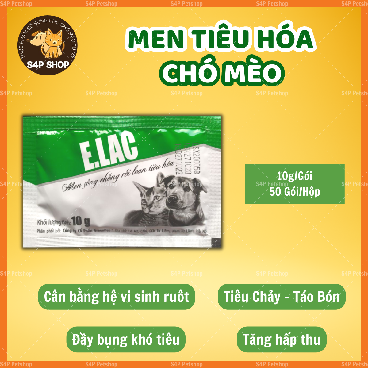 Men Tiêu Hóa ELAC Cho Chó Mèo - Gói 10G