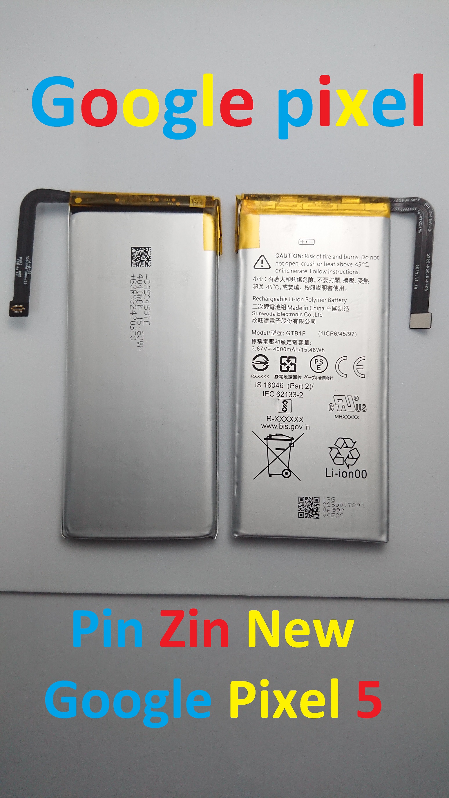 PIN ZIN NEW-ORIGINAL BATTERY GOOGLE PIXEL 5 : GTB1F