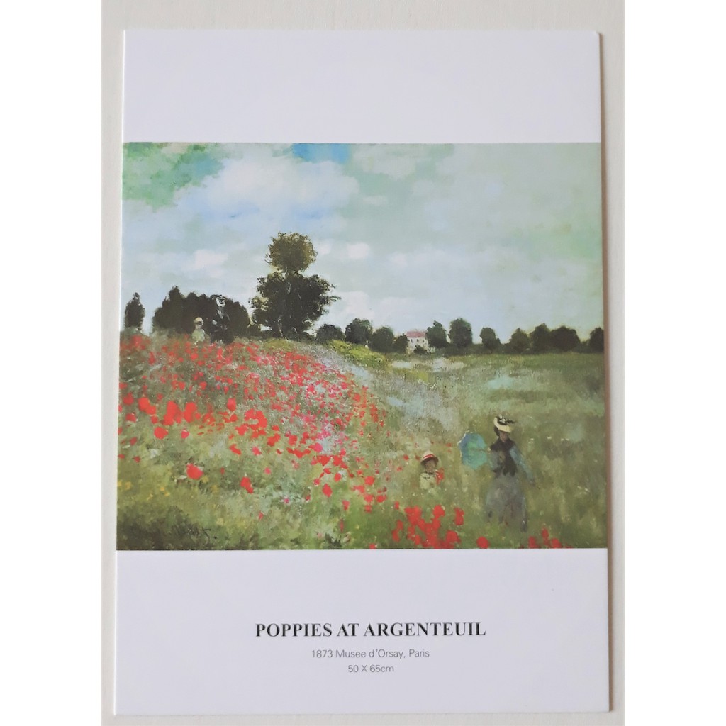 Tấm bưu thiếp/ postcard trang trí phong cách tranh Monet - cánh đồng hoa
