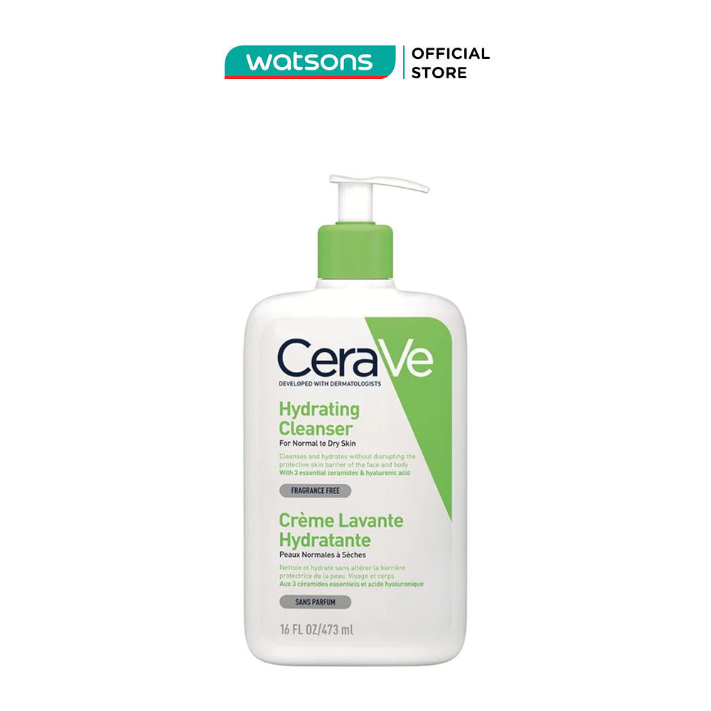 Sữa rửa mặt cerave hydrating cleanser giúp làm sạch và cấp ẩm dành cho da thường và da khô 473ml