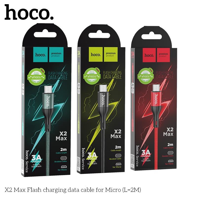 Cáp sạc nhanh và truyền data Hoco X2 Max Flash cổng Lightning / Type-C / Micro-USB QC3.0 max 3A dài 1M / 2M (Màu ngẫu nhiên) - Phụ Kiện 1986