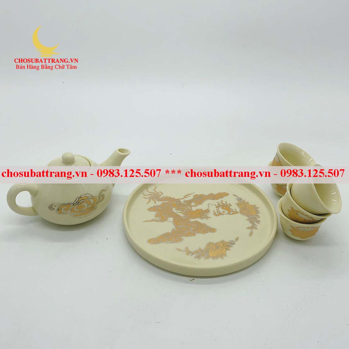 Bộ ấm chén thờ men vàng kim