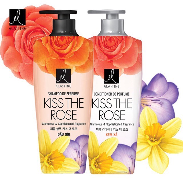 Combo Gội+Xả Double Rich Elastine Kiss The Rose 600G