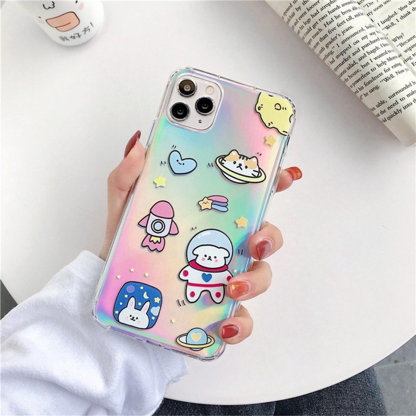 Ốp Lưng Silicon Chống Sốc Space Cartoon ( Kèm Miếng Phản Quang )