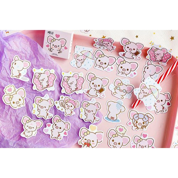 Bộ 46 Sticker Hàn Quốc hình lợn xinh dán trang trí E32