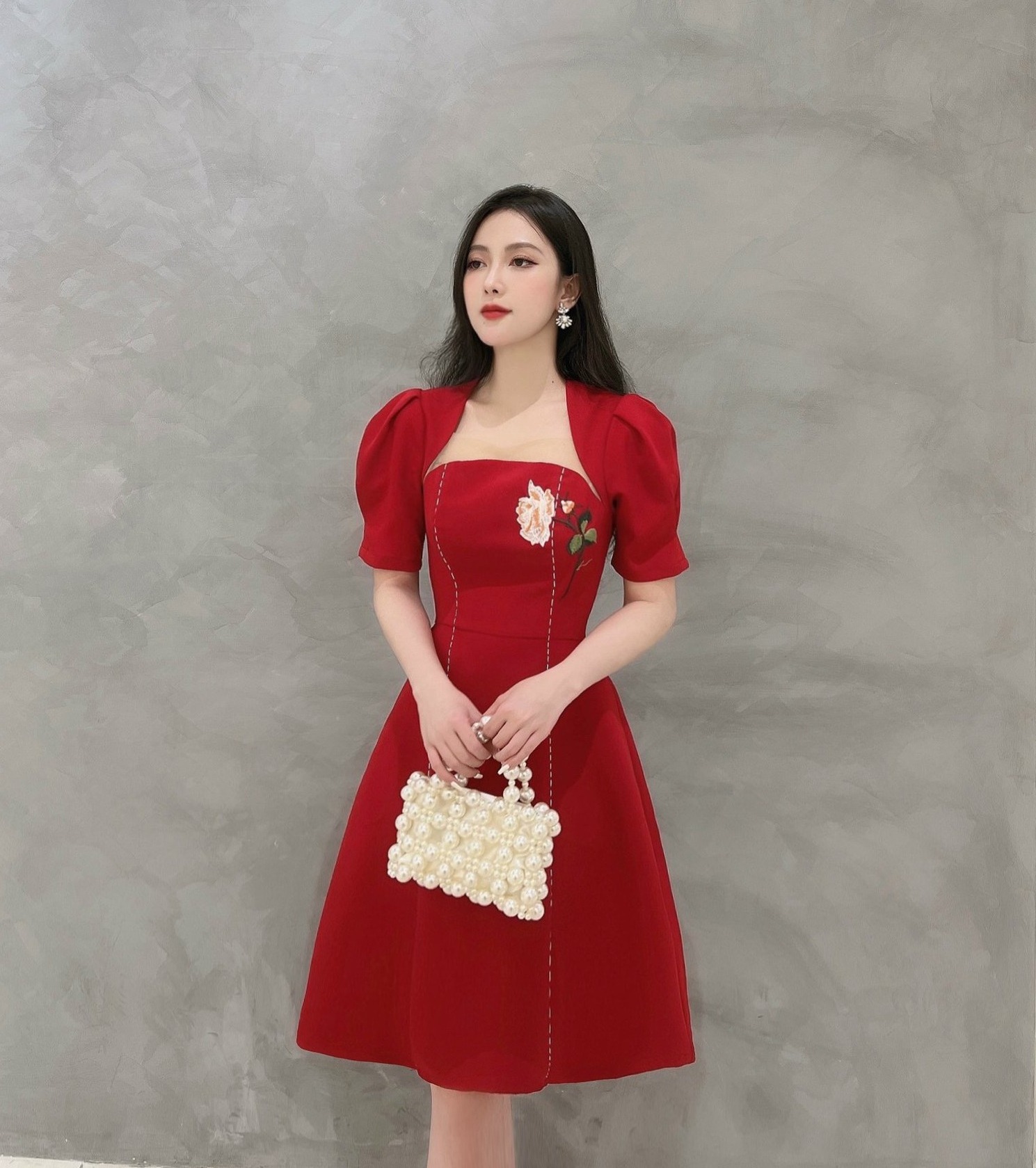 Đầm xoè cổ vuông v31