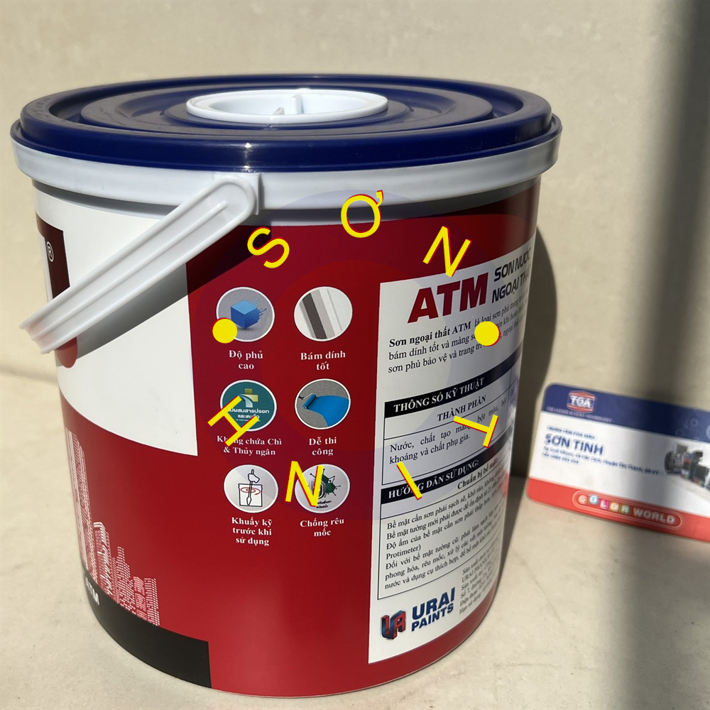 Sơn chậu SƠN NƯỚC NGOÀI TRỜI hệ nước màu trắng ATM (3,35L ~ 5kg ), sơn tường phào chỉ bê tông thạch cao