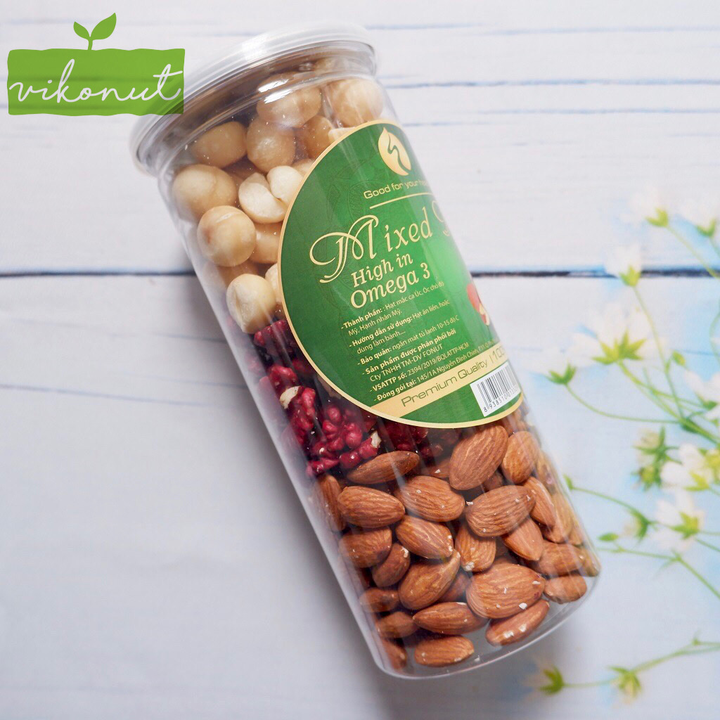[HCM]Mix hạt 3 loại nhân Óc chó Đỏ Macca Hạnh nhân [500gr]