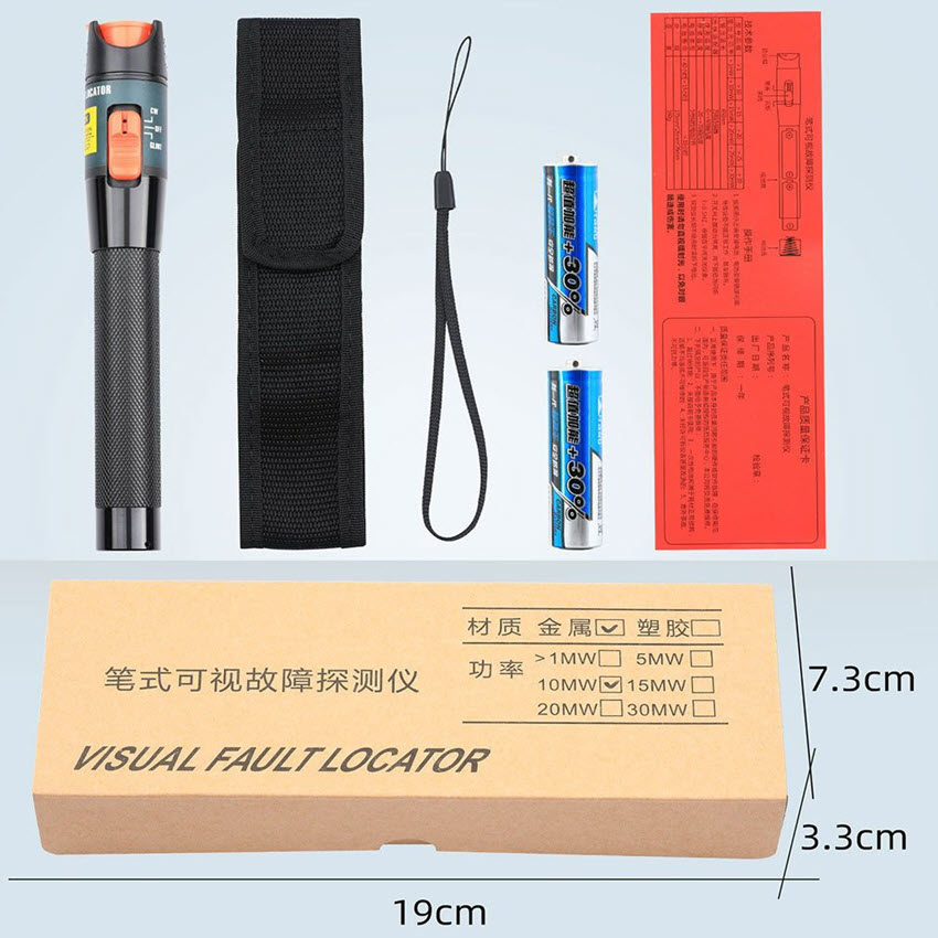 Bút dò lỗi sợi quang HT-10km ánh sáng đỏ tặng 1 đôi pin