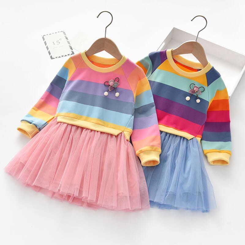 Váy thun phối ren lưới nhiều màu cho bé 12-30kg