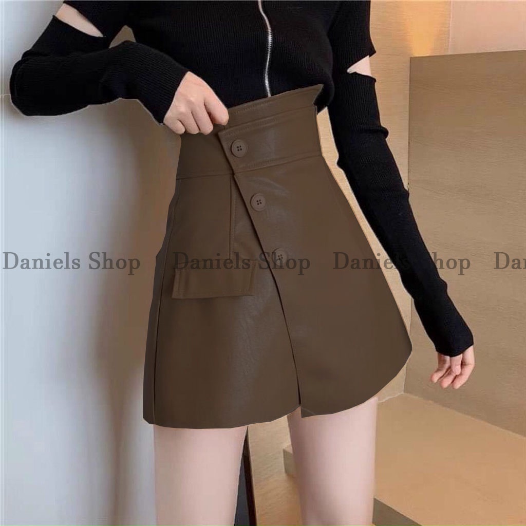 Quần short giả chân váy da nữ hot trend