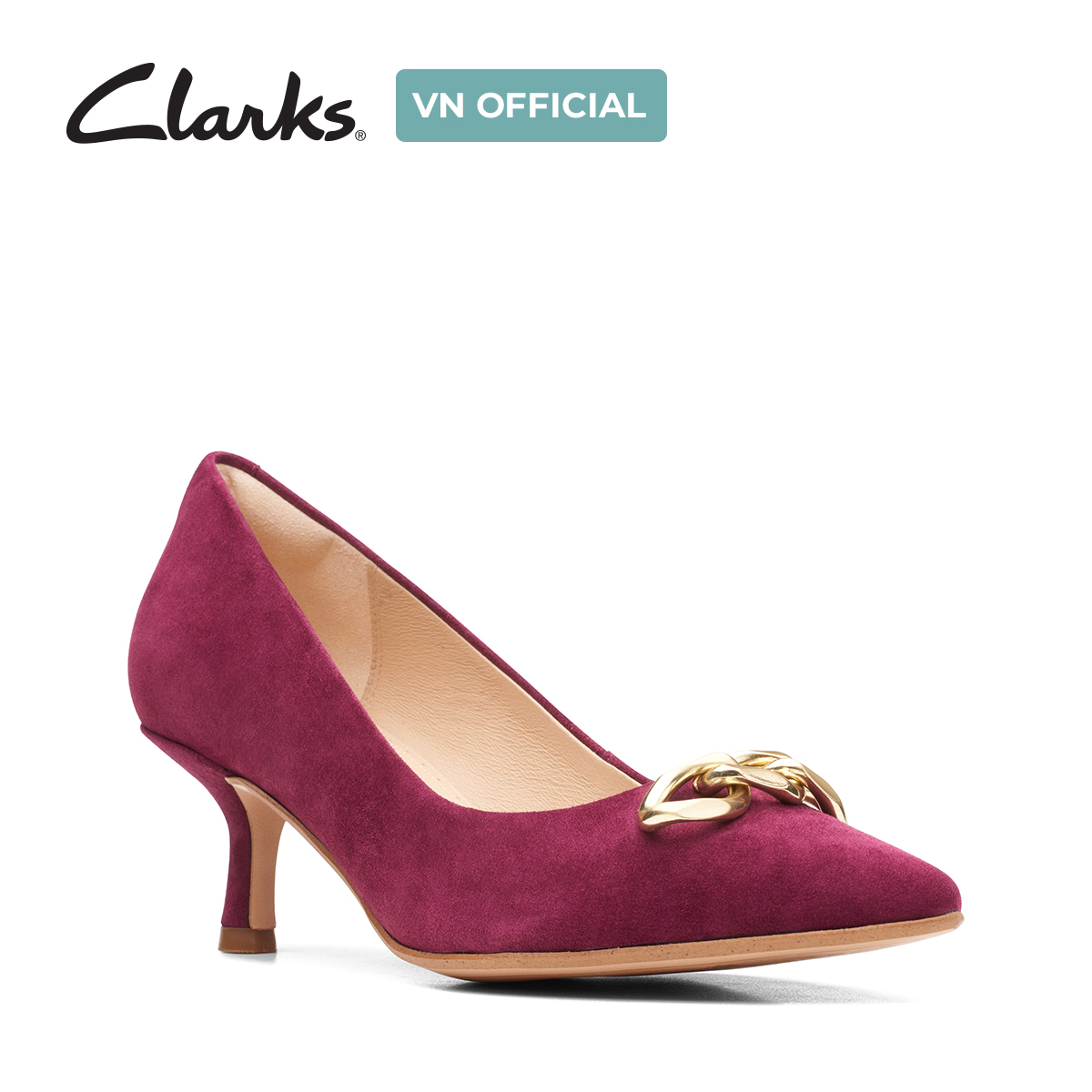 Giày Cao Gót 5.5cm Da Lộn Nữ Clarks - Violet55 Trim