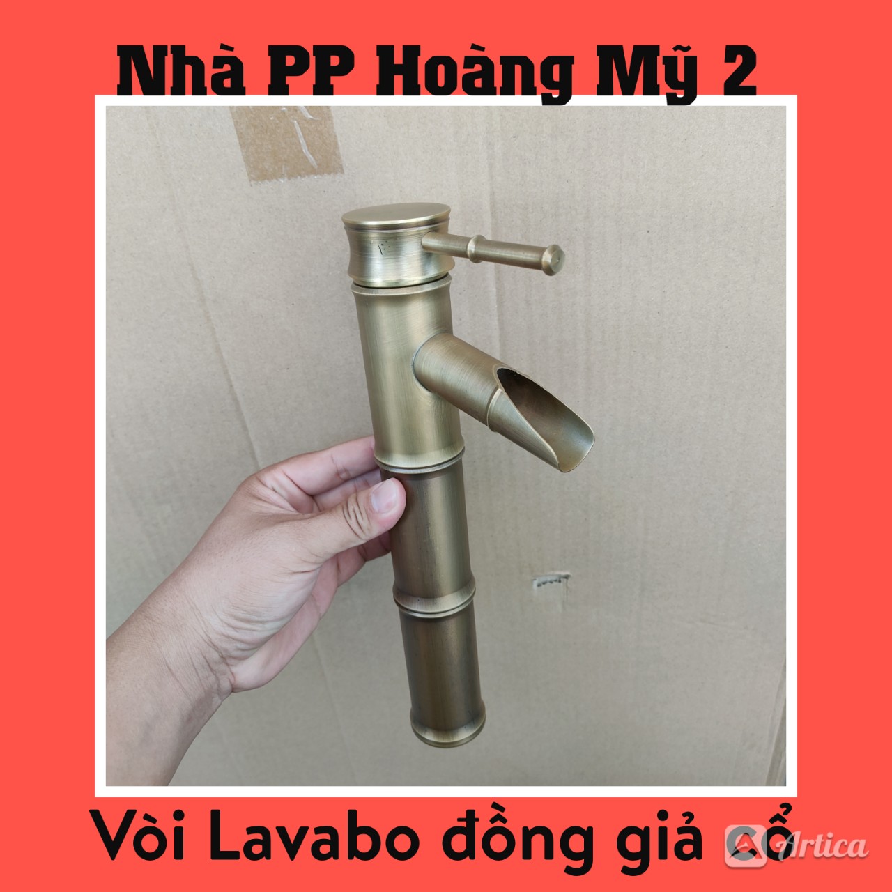 Vòi Lavabo vòi rửa mặt nóng lạnh Đồng giả cổ Thân trúc cao cấp, cổ điển