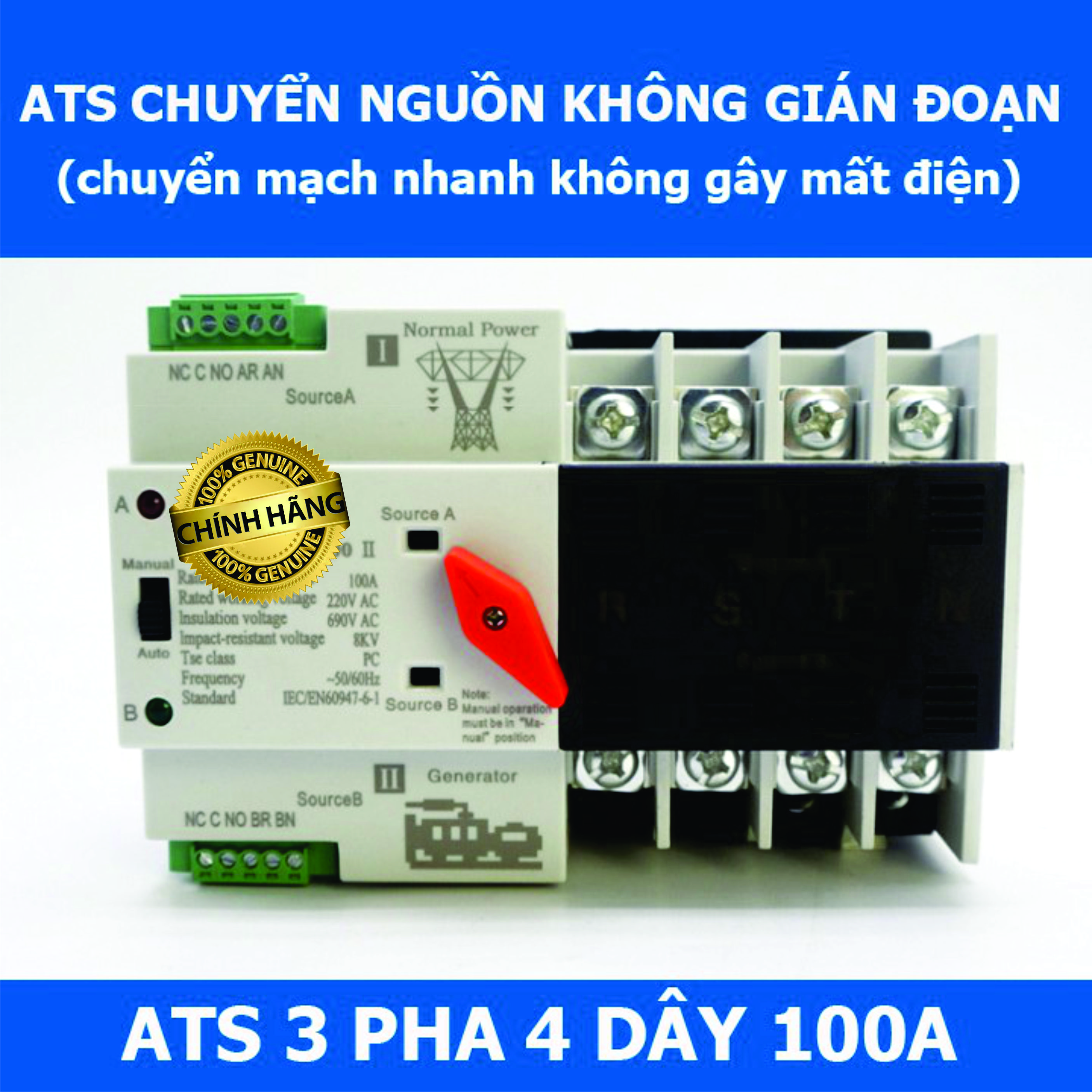 Bộ chuyển nguồn tự động ats 2p 1pha. và 3p, 4p 3pha 100a, chuyển cực nhanh không gây mất điện- rubygroup