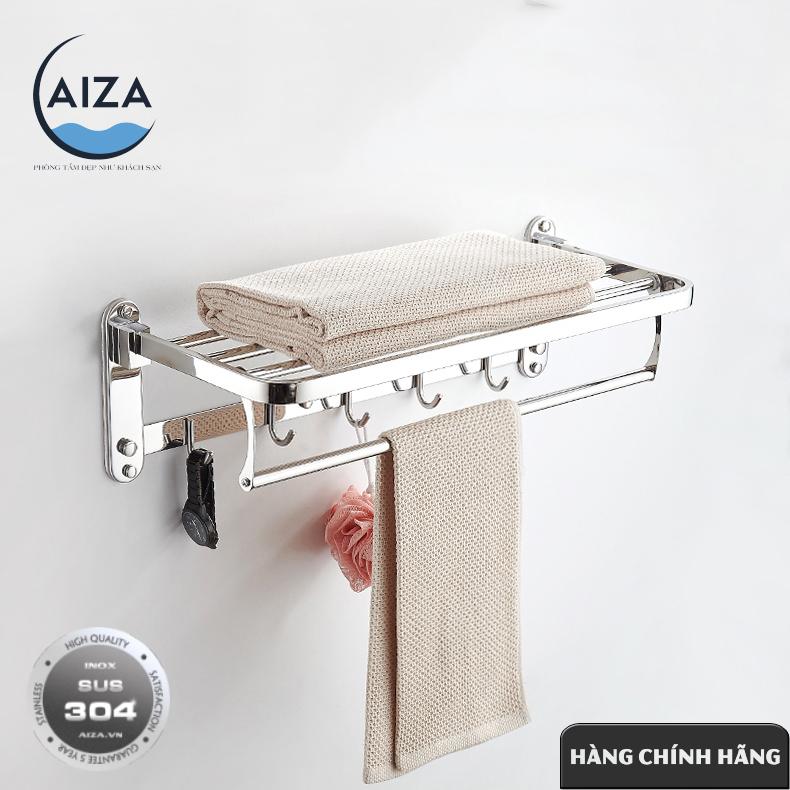 SUS304 Giàn vắt khăn phòng tắm Aiza Inox 304 đa chức năng & dày dặn & cứng