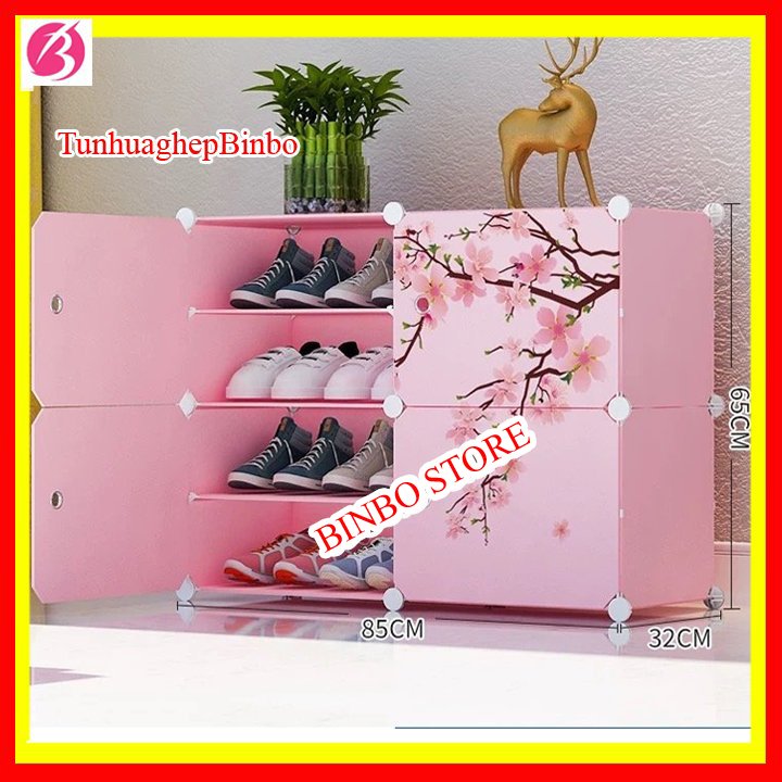 TỦ NHỰA LẮP GHÉP ĐỂ GIÀY DÉP 8 Ô (chia ô) GHÉP 2x2 ĐỂ ĐƯỢC 16 ĐÔI GIÀY-Tủ nhựa để giày thông minh