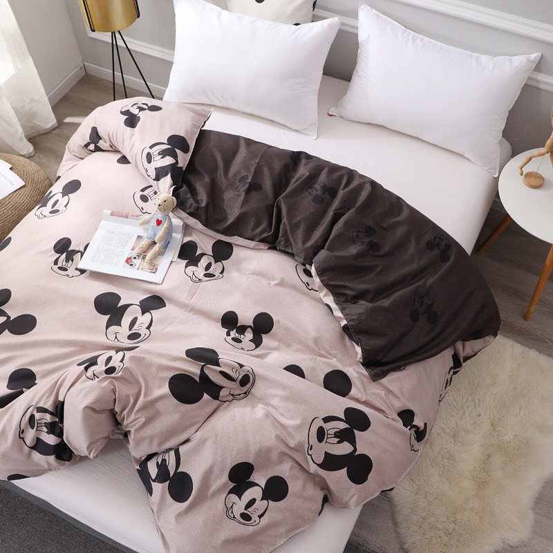 Trọn Bộ 4 Món Cotton Poly Nhập Mẫu MICKEY GHI