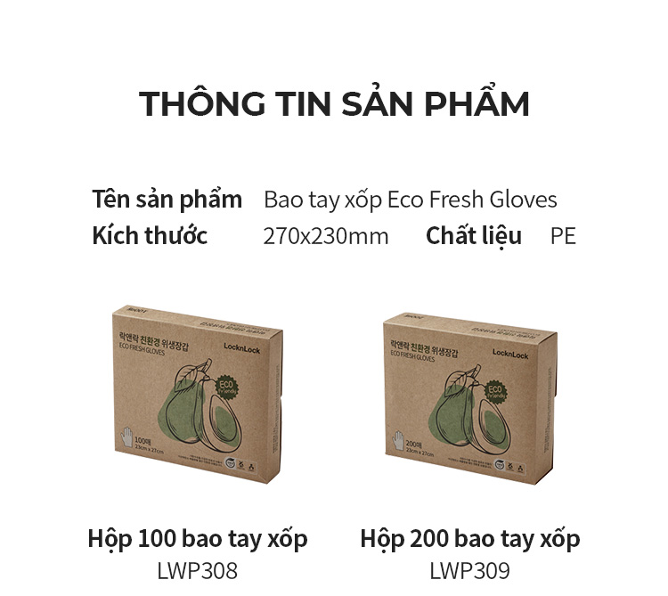 Hộp 500 Chiếc Găng Tay Nilon Dùng 1 Lần Lock&Lock LWP800