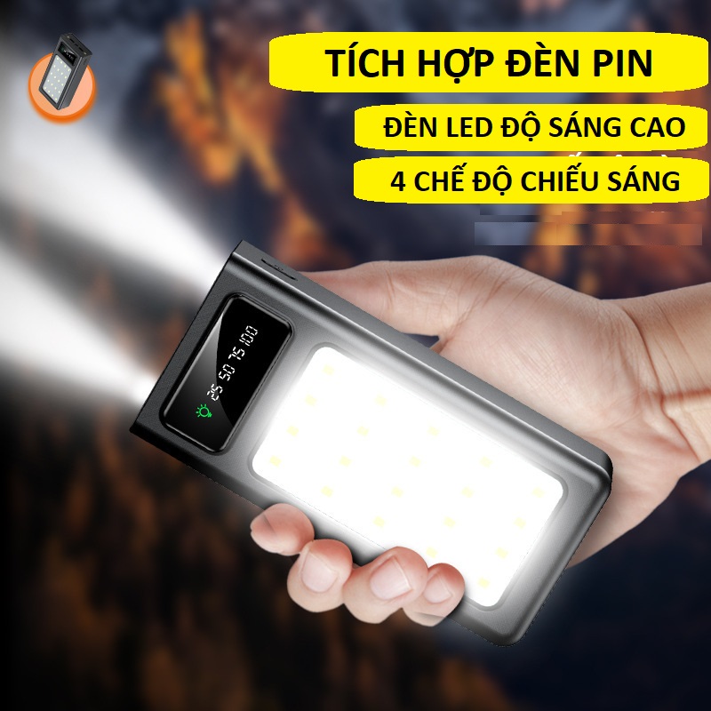 Sạc dự phòng 10.000mah tích hợp đèn pin, dây sạc gắn liền sử dụng cho nhiều thiết bị iphone, samsung, oppo, xiaomi, huawei, vivo....