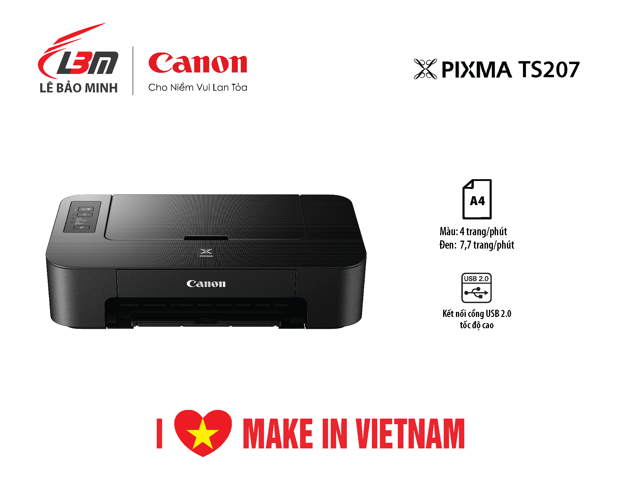 Máy in ảnh nhỏ gọn Canon TS207 (in ảnh màu, in ảnh gia đình, in ...