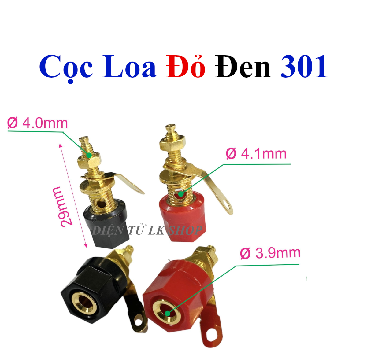 Cọc loa đỏ đen - trạm loa 301 - điện tử lk shop