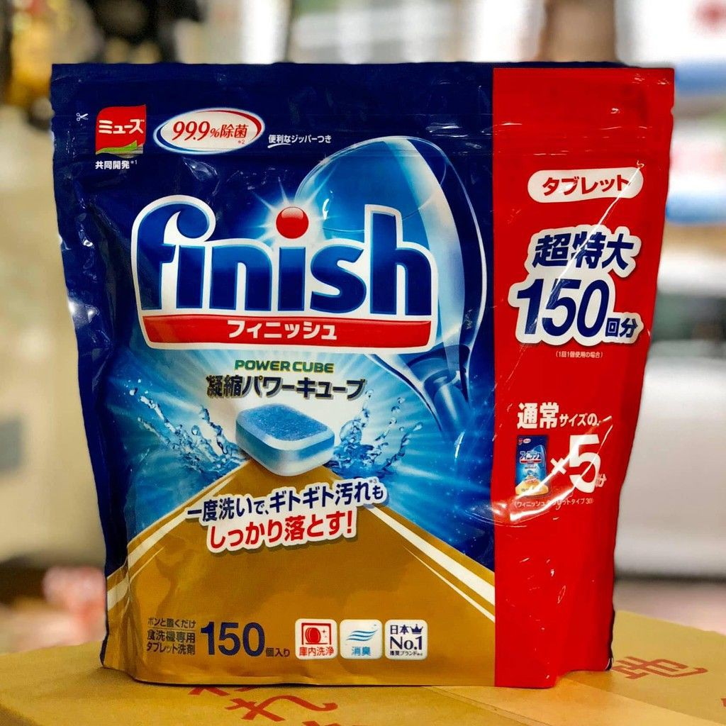 Combo viên rửa bát finish 150 viên + muối finish 1.5kg + nước làm bóng finish 400ml + tặng 4 viên