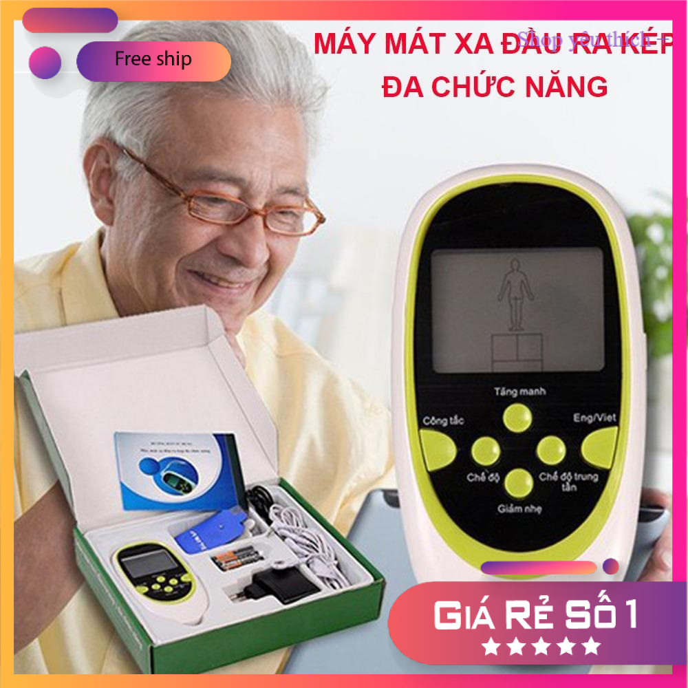 Máy masage xung điện, Miếng dán matxa Máy mát xa xung điện đầu ra kép 8 miếng dán đa chức năng: mát xa, châm cứu, bấm huyệt, đấm bóp…