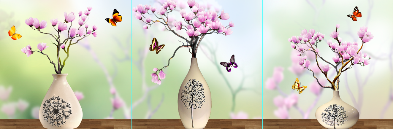 Tranh 3d dán tường bộ 3 tấm