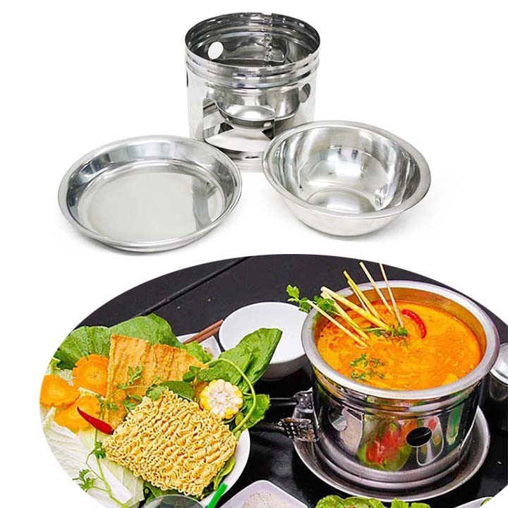 Bộ nồi lẩu bếp cồn inox một người