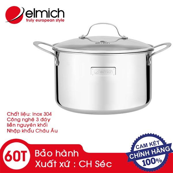 Nồi Inox Cao Cấp 3 Lớp Đáy Liền Elmich Tri-Max, bảo hành 3 năm - Fullsize 16/18/20/24/26/28cm