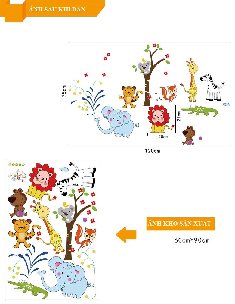 Decal dán tường Vườn thú tiếng anh- T25-kiddecals