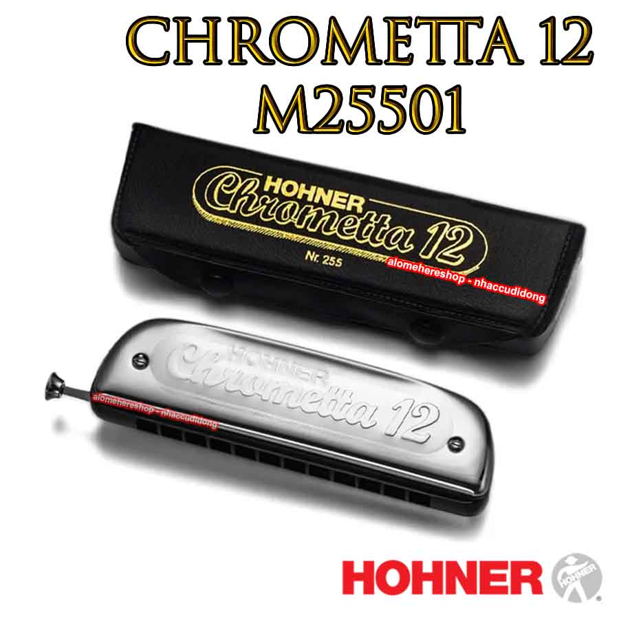 Kèn harmonica Chromatic Hohner Chrometta 12 (Bạc)