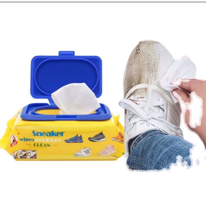 Giấy ướt lau giày Sneaker gói 30 miếng - khăn lau giày trắng sạch