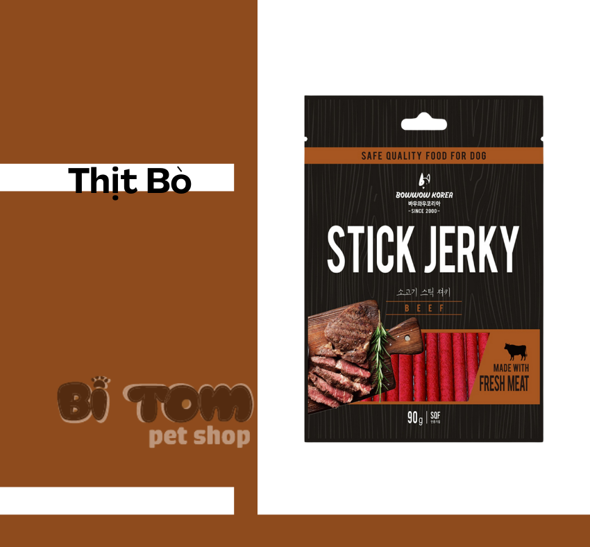 SACK THỊT QUE CHO CHÓ  BOWWOW STICK JERKY - 90GR
