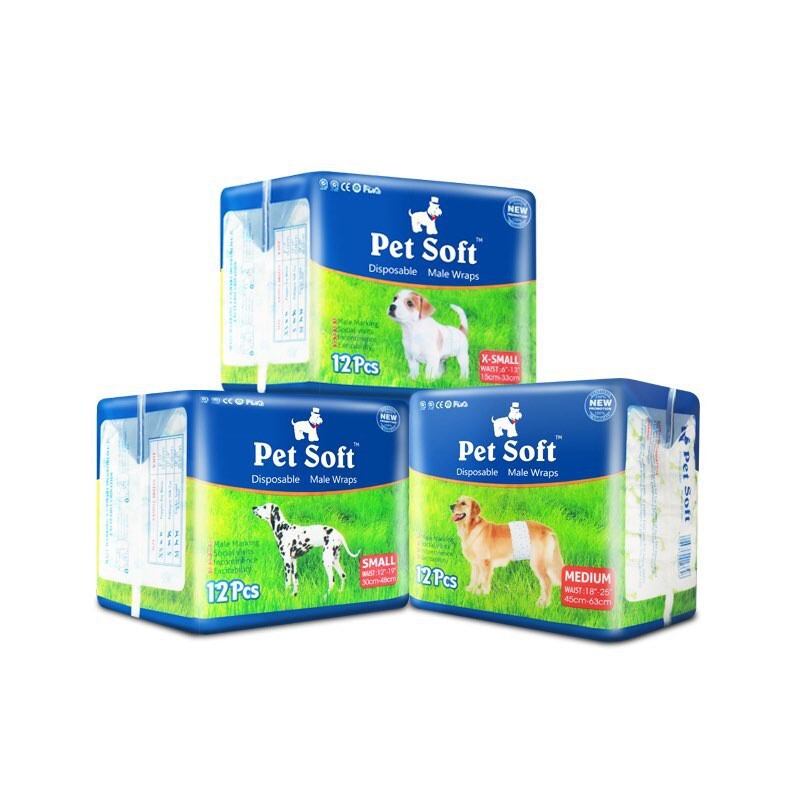 Bỉm vệ sinh cho chó đực Pet Soft 12 chiếc size S (4-8kg)