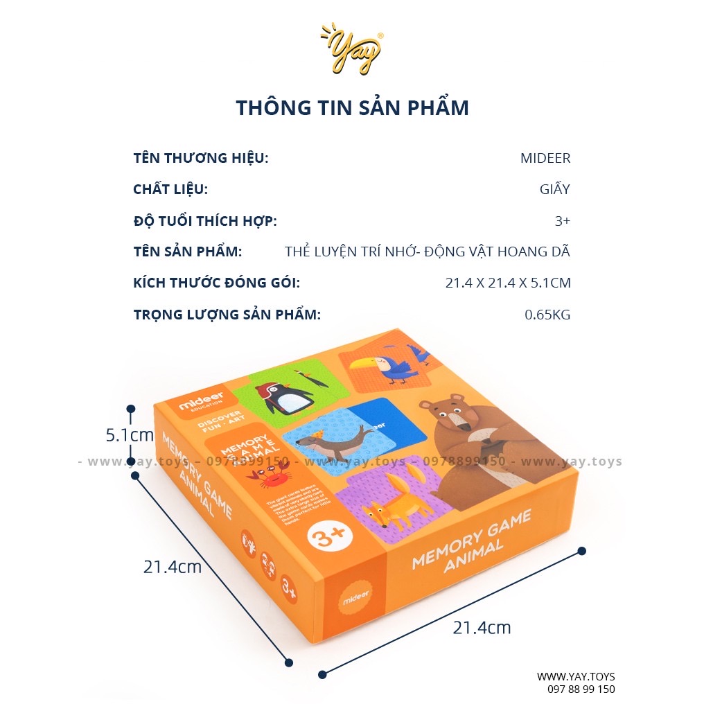 Trò chơi ghi nhớ cho bé 3+ Memory Game animal Mideer