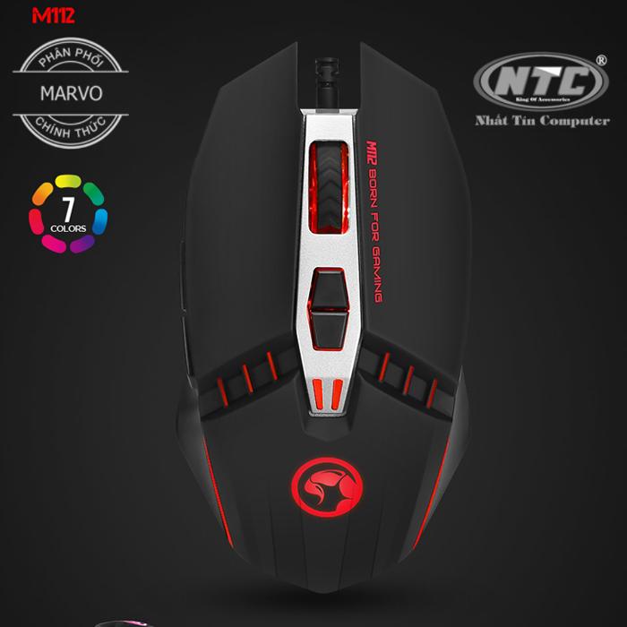 Chuột có dây Mouse Marvo M 112 đen Led