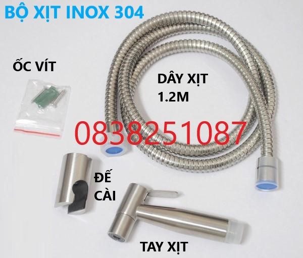 Vòi xịt vệ sinh inox SUS 304 áp lực mạnh Hàng chuẩn loại 1 Bảo hành 12 tháng 1 đổi 1 trong 7 ngày Dễ dàng lắp đặt không cần gọi thợ