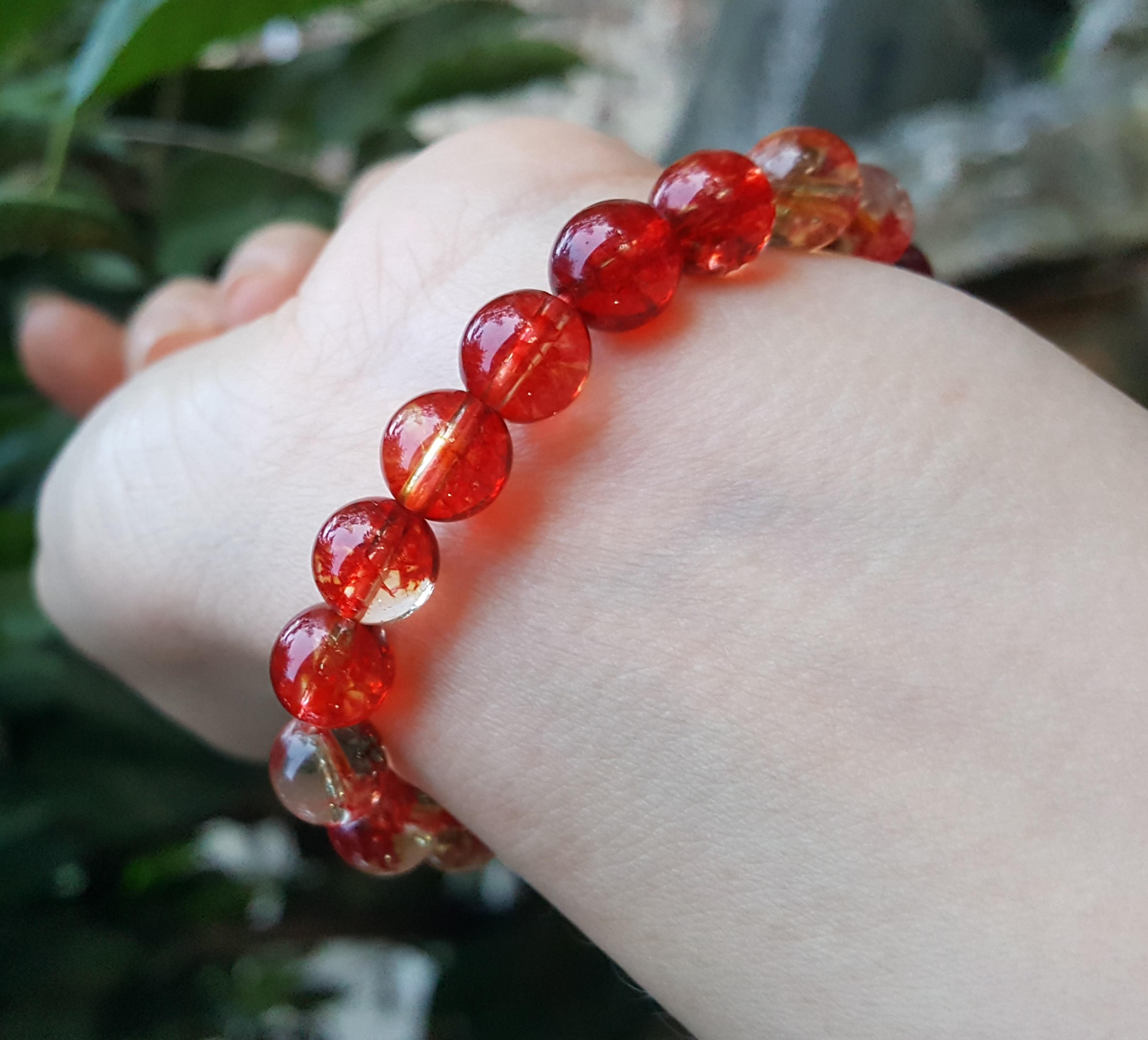 Vòng tay nữ đá thạch anh ưu linh đỏ tự nhiên giá rẻ