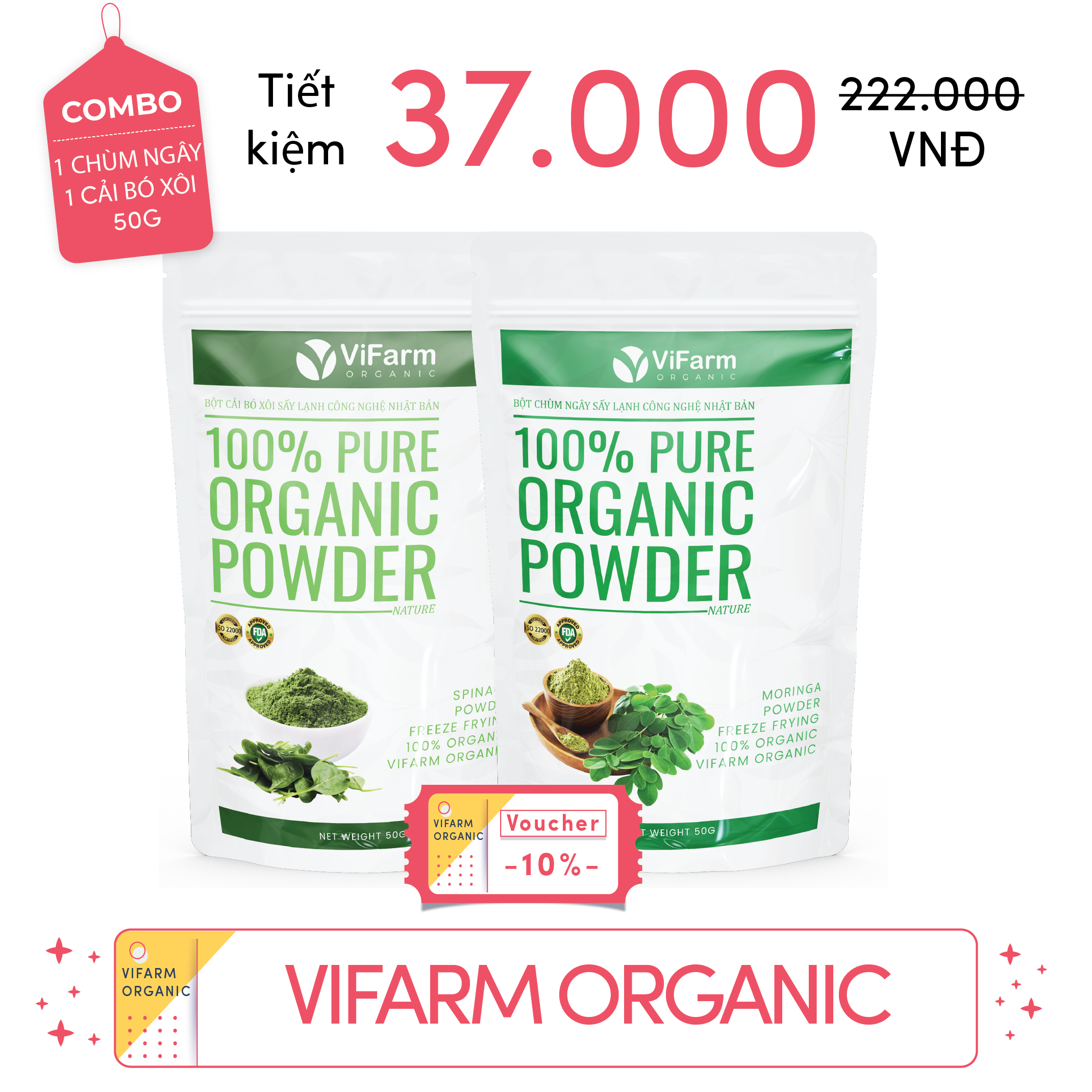 Bột Chùm Ngây Nguyên Chất ViFarm 50g