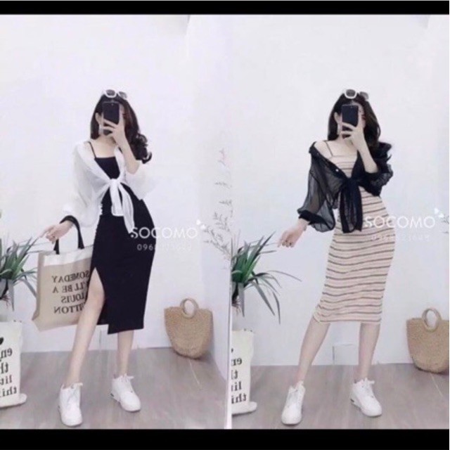 [HCM]Sét đầm body + áo khoác ( có bán lẻ áo khoác ngoài )  cherrystore1996